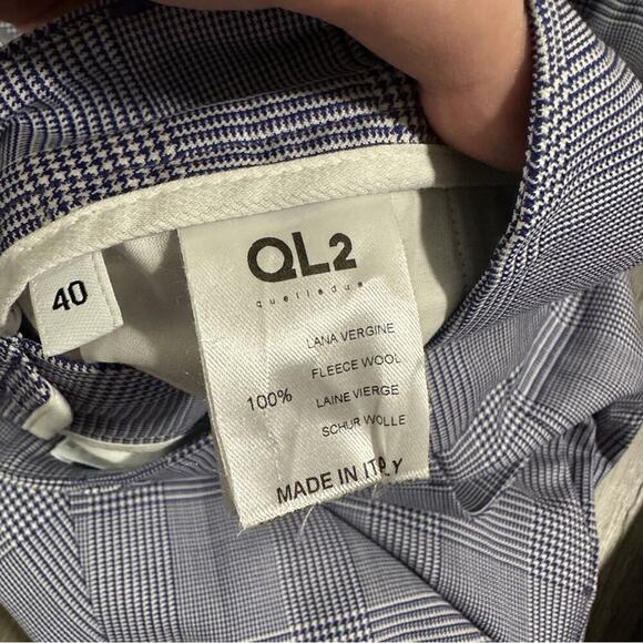 QL2 Quelledue Blue &‎ White Houndstooth Wide Leg High Rise Dress Pants Size 40 - Picture 7 of 11